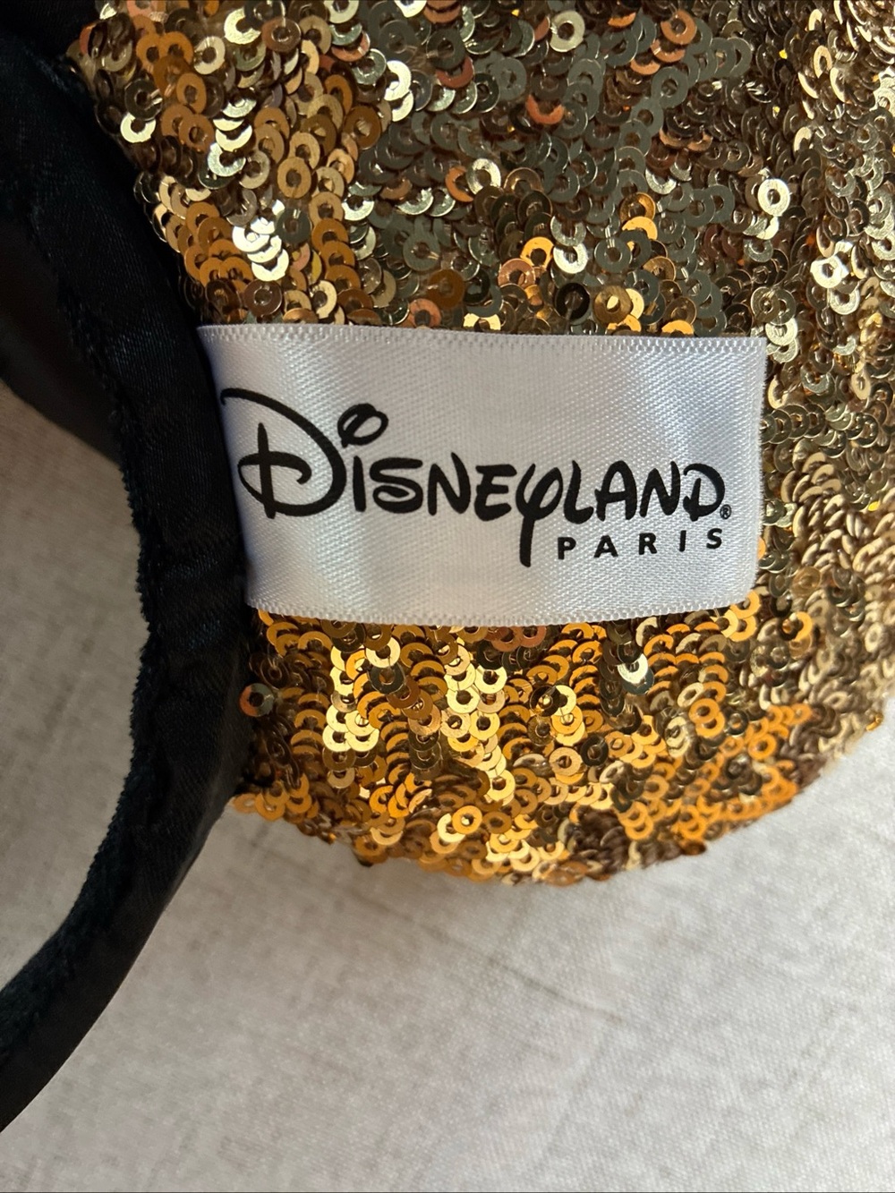 Disney Parks Minnie Mouse Ears Gold Sequins Black Bow Gold Dots Headband Magical